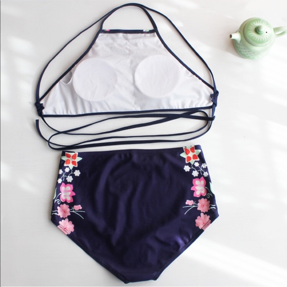 Kyra high waist Floral Navy swimsuit - Picture 4 of 5